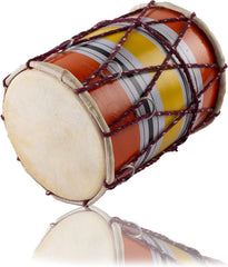 Handmade Wooden Dholak With Rope Fitting - Multicolor | Professional Grade Dholak, Made With Thoroughly Dried Mango Wood - Perfectly Symmetric Round Dholak