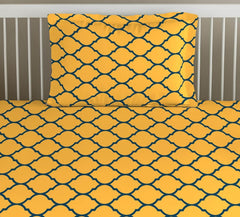 Cotton Printed Single Flat Bedsheet With 1 Pillow Cover - 60 X 100 Inches, Mustard | Breathable & Skin Friendly Bedsheet | Ideal For Year Round Use
