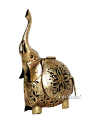 ELEPHANT SHOWPIECE STATUE IRON TEA LIGHT CANDLE HOLDER LANTERN STAND CANDLE