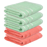 Kuber Industries Face Towel 1000 Gsm | Towels For Daily Use Workout Hand Towel | Lining Design | Pack Of 5 (Orange & Green)