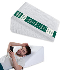 Bed Wedge Pillow For Sleeping, Multipurpose Use, White, XL King Size - 24 L X 24 W X 10 H Inch | Medium Height, Soft Pillow, Memory Foam Pillow, Removable Pillow Cover, Eco Friendly
