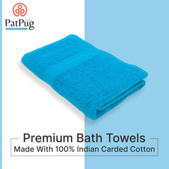 PatPug 100% Indian Ultra Soft Cotton 450 Gsm Bath Towel Large Bath Towel | Highly Absorbent Quick Drying Durable Towel For Men, Women & Kids (Cool Aqua)
