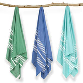 Mush Bamboo Turkish Towel 280 Gsm | 100% Bamboo Ultra Soft, Absorbent & Quick Dry Bath Towel Beach, Pool, Travel, Spa & Yoga (Aqua + D. Green & Navy)