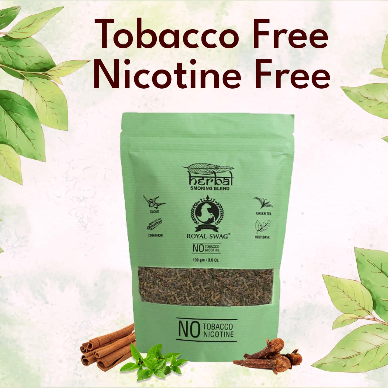 Royal Swag Tobacco & Nicotine Free Smoking Mixture With 100% Natural Herbal Smoking Blend 1 Pack -100gm With Pre-Rolled Cones Classic King Size Rolling Papers With Filter Tips - 110mm Long Cones Royal Swag Tobacco & Nicotine Free Smoking Mixture With 100% Natural Herbal Smoking Blend 1 Pack -100gm With Pre-Rolled Cones Classic King Size Rolling Papers With Filter Tips - 110mm Long Cones