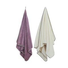 Spread Spain Microfiber Bath Towel 1200 Gsm | Extra Soft Plush & High Absorbent Bath Towel For Men & Women - Ivory & Fashion Fruit (Pack Of 2)