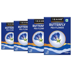 TE-A-ME Butterfly Pea Flower Tea - Pack Of 4 X 40gm, 1.4 Ounce Each | Ayurvedic Shankhpushpi Flower - Helps Relieve Stress | Caffeine Free, Biodegradable