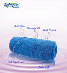 Softspun Microfiber High Loop Hair & Face Care Bath Towel 450 Gsm | Ultra Absorbent Super Soft & Comfortable Quick Drying Extra Large Towel (Sky Blue)