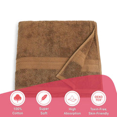 Livspace Bath Towel 475 Gsm | Bath Towels Large Size 100% Cotton, Solid Dyed, Super Soft, Absorbent (Paleto Collection - Chocolate)