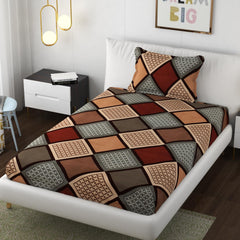Premium Heavy Cotton Elastic Fitted Bedsheets With 2 King Size Pillow Covers - 72 X 78 X 10 Inch, Multicolor | Super Soft Breathable & Wrinkle Free