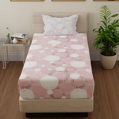 Beautiful Single Bedsheet With 1 Pillow Cover - 55 X 88 Inches, Pastel Peach & Off White | Cotton Bedsheet Is Naturally Comfortable