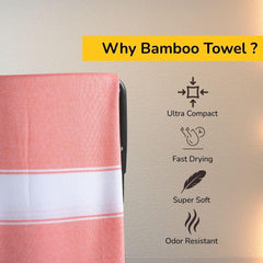 Aero Weav Ultra Lightweight Bamboo Bath Towel 200gsm | Compact, Portable & Less Than Skin-Friendly & Eco-Friendly Travel Towel (Wannabe Orange)
