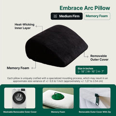 Memory Foam Pillow, Soft Inclined Bed Wedge Leg Rest Pillow, Black - 17 X 14.8 X 7 Inch | For Acid Reflux, Pregnancy, Anti Snoring, Reading, Back Pain Relief, Knee & Back Support Pillow