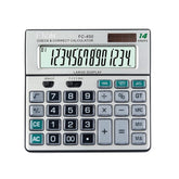 Flair Fc-450 Desktop Series Basic Calculator | 14 Digits Calculator | Special Keys With Key Guard | Best Key Layout | Dual Power With Solar | Auto Replay | 99 Steps Check & Correct | Grey