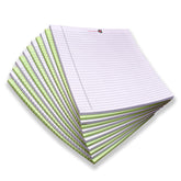 Wide Ruled 10.5x8.5 White & Green, Inch 50-Sheet Lined Writing Note Pad, For Everyday, Pack Of 12