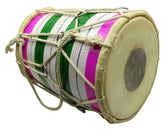 Indian Wooden Mini Dholak For Kids & Babies - Multicolor | Perfectly Symmetric Round Dholak - Dholak For Festival, Wedding, Satsang | Very Easy To Tune, Decorative Dholaki