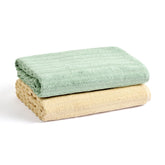 Haus & Kinder Allure Zero Twist Bath Towel 500 Gsm | 100% Cotton Towel For Men, Women | Gym Towels, Spa Towels Large Size (Beige & Green) Pack Of 2