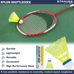 Strauss Maxis 5050 Badminton Nylon Shuttlecock | Medium Speed, Durable & Less Frequent Replacement , Green | Pack Of 6