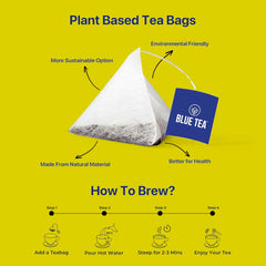 Blue Tea Caffeine Free Detox Herbal Tea - 30 Pyramid Tea Bags In Zip Lock Pack | Improves Digestion, Clear & Smooth Skin - Gluten Free, Non GMO