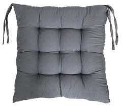 Chair Cushion Pad, Soft & Comfortable Sitting, Chair Pad - Grey | Microfiber Square Chair Pad With Ties | Chair Seat Cushion For Office, Home | Furniture Cushion, Washable - Pack Of 4