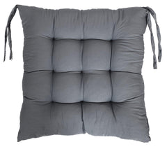 Chair Cushion Pad, Soft & Comfortable Sitting, Chair Pad - Grey Color | Microfiber Square Chair Pad With Ties | Chair Seat Cushion For Office & Home | Furniture Cushion - Pack Of 2