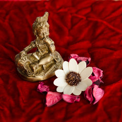 Laddu Gopal Eating Makhan Brass Showpiece Statue, Bal Gopal, Brass, Gold Idol, Antique Finish, Home Décor, Religious,Handmade Idol, God Statue