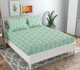 1 Double Bedsheet With 2 Matching Pillow Covers - 90 X 90 Inches, Sea Green | Soft Brushed - Breathable & Wrinkle Free | Natural Fiber, Pure Cotton Bedsheet