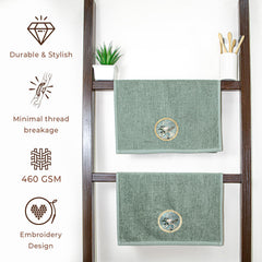 Akiko Home Prima Dream 100% Cotton Hand Towels 400 Gsm | Soft, Absorbent & Durable, Cotton Hand Towel | Pack Of 2 (Green)