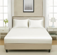 Elastic Fitted Bedsheet Queen Size With 2 Pillow Cover - 60 X 78 X 10 Inches, Cream | Lightweight & Breathable, Perfect For All Seasons