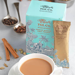 TGL Co. Kadak Masala Chai Instant Tea Premix - 196gm, 6.9 Ounce, 14 Single Serving Sachets | Anti Inflammatory & Anti Bacterial Properties - Rich Taste, Ready To Drink Chai | Medium Caffeine