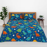 Kids Bed Sheet Collection ā Fun, Colorful & Comfortable Bedding For Boys & Girls, Single Size 68x90 Inch | Blue Dinosaur Patterned Single Bedsheet - Wrinkle-free, Soft & Cozy