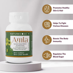 Nature Code Ayurvedic Amla Extract 400mg Capsules, Boosts Immunity, Fights Infections, Sugar Control, Glowing Skin & Hair | 60 Veg Capsules 100gm 0.2lbs