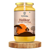 Pure Hallikar A2 Desi Cow Ghee By Viveda | Hand-Churned, Traditional Bilona Method Pure Desi Cow Ghee Good For Roast Makhana | (1 Litre) 33.8 Ounce | Jar Pack