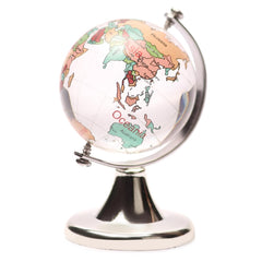 Crystal Globe With Silver Stand For Positive Energy, Vastu Remedy, Prosperity For Office Home Study Table, Kids Students & Adults Learning (Silver, Medium) Pack Of 1