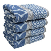Stamio Cotton Hand Towels 490 Gsm | Towel For Men & Women Home Kitchen Use, Gym, Wash Basin, Sports, Travel | Jacquard Towel, Light Blue (Set Of 4)