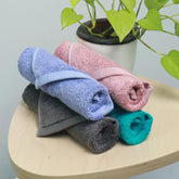 Heelium Bamboo Face Towel 800 Gsm | Ultra Absorbent & Odour-Free 3x Softer Than Cotton Towels | Pack Of 4 (Peach, Teal, Grey & Iris)