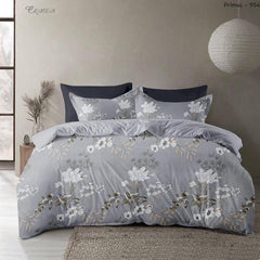 100% Cotton Double Bed Bedsheet Set With 2 Pillow Covers - 90 X 90 Inches, Grey | 144 Thread Count Soft & Breathable, For Bedroom & Gifting