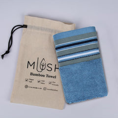 Mush Designer Bamboo Face Towel 600 Gsm | Ultra Soft, Absorbent & Quick Dry Face Towel - Emerald Blue (Set Of 3)