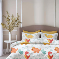 Printed Cotton King Size Bedsheet With 2 Pillow Covers | 104 X 104 Inches, Orange & Mint | Durability, Breathability, Softness, & Easy Maintenance