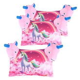 Soft & Cozy Pillow For Kid's, Comfortable Pillow For 2 Year Old's Unicorn Print, Pink - 12x18 Inches | Suitable For All Sleepers, Multipurpose & Comfortable, Breathable - Pack Of 3