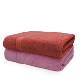 Sassoon Anatolia 100% Cotton Xl Bath Towel 1000 Gsm | Extra Soft, Quick Drying & Super Absorbent Bath Towel (Rust & Pink) - 2 Piece