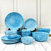 Neelam Hand Painted Ceramic Dinner Set Of 20 Pieces With Serving Bowls | 6 Dinner Plates + 6 Side Plates+ 6 Katori Bowls, 180ml Each + 2 Serving Bowls, 800ml Each | Serving For 6