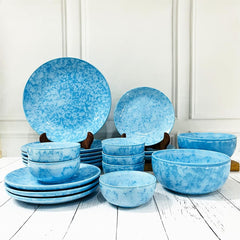 Neelam Hand Painted Ceramic Dinner Set Of 20 Pieces With Serving Bowls | 6 Dinner Plates + 6 Side Plates+ 6 Katori Bowls, 180ml Each + 2 Serving Bowls, 800ml Each | Serving For 6