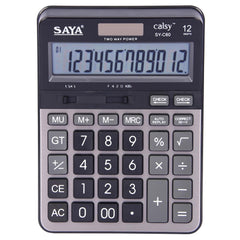 Saya Premium Desktop Calculator | 12-Digit Display, Dual Power, Check & Correct Function, Metal Face Plate | Ergonomic Design For Office & Business Use | 3-year Warranty