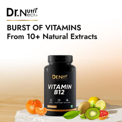 Dr. Nutrinect Vitamin B12 With B1, B2, B3, B5, B6, B7, B9, Folic Acid | 60 Capsules , 100gm 0.2lbs