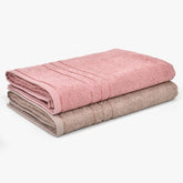 Haus & Kinder 100% Cotton Bath Towel 1000 Gsm | Ultra Absorbent, Quick Dry, Super Soft Large Size Towels (Roe Buck & Dusty Rose) - Set Of 2