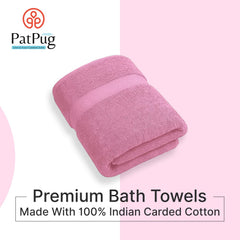 PatPug 100% Indian Ultra Soft Cotton 450 Gsm Bath Towel Large Bath Towel | Highly Absorbent Quick Drying Durable Towel For Men, Women & Kids (Baby Pink)