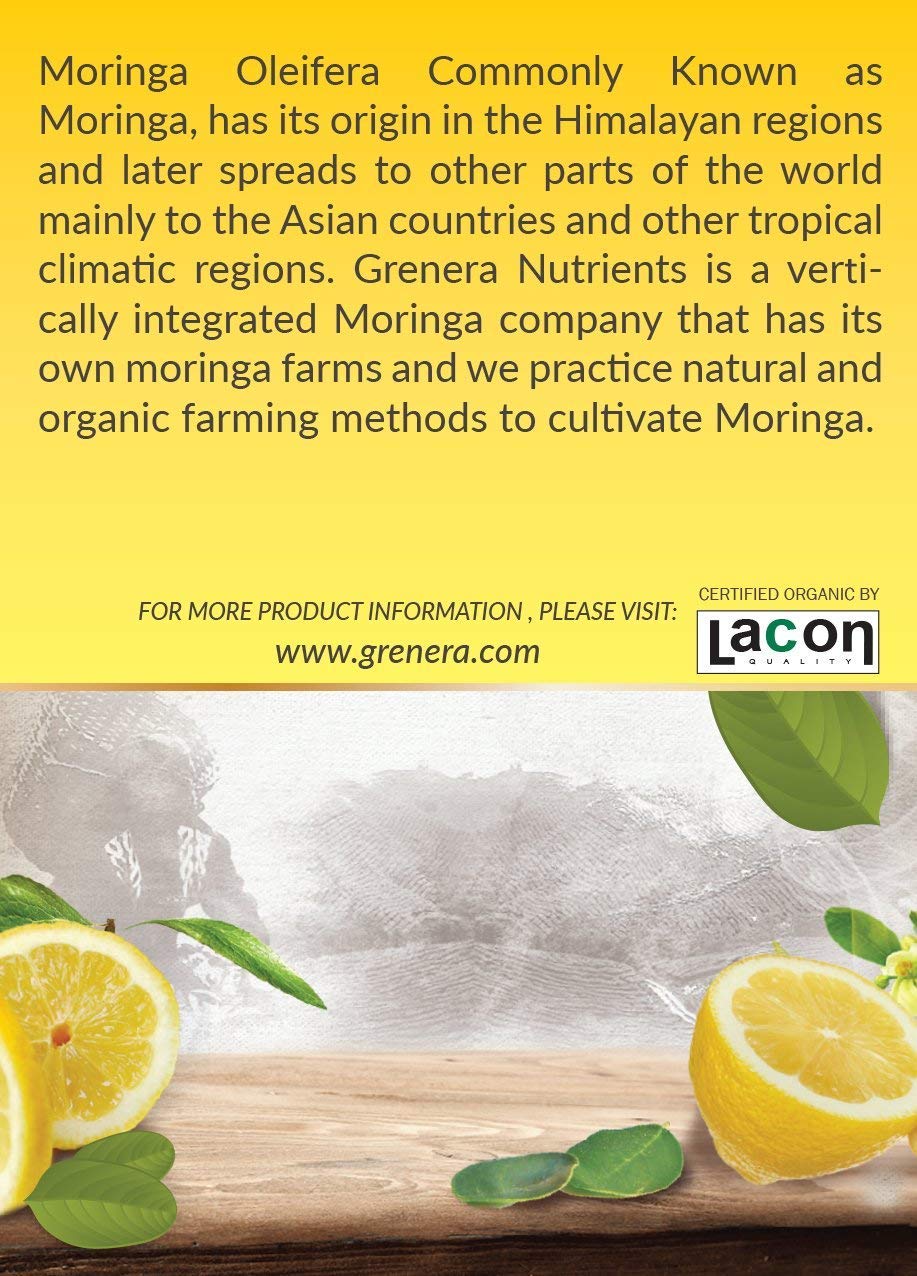 Grenera Moringa Lemon Ginger Infusion Tea - 20 Tea Bags | Herbal Dietary Supplement - Caffeine Free, Non-GMO, Gluten Free, Staple Free Grenera Moringa Lemon Ginger Infusion Tea - 20 Tea Bags | Herbal Dietary Supplement - Caffeine Free, Non-GMO, Gluten Free, Staple Free