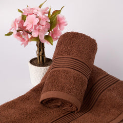 Kopa Quick Dry 100% Cotton Soft Terry Hand Towel 380 Gsm | Quick Dry 100% Cotton Super Absorbent, Lightweight (D'Ross) Hand Towel (Brown)- Pack Of 2