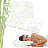 Bamboo Memory Foam Pillow For Neck & Shoulder Pain, White Color | Orthopedic Pillow For Sleeping, Pain Relief & Spinal Alignment | Ergonomic Design, Removable Cover - Set Of 2
