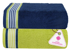 Casa Copenhagen Germany Design 100% Cotton 2 Pieces Large Bath Towel 850 Gsm - California Blue & California Green